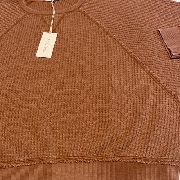 Z Supply Claire Waffle Long Sleeve - Russet - Picture 7 of 14